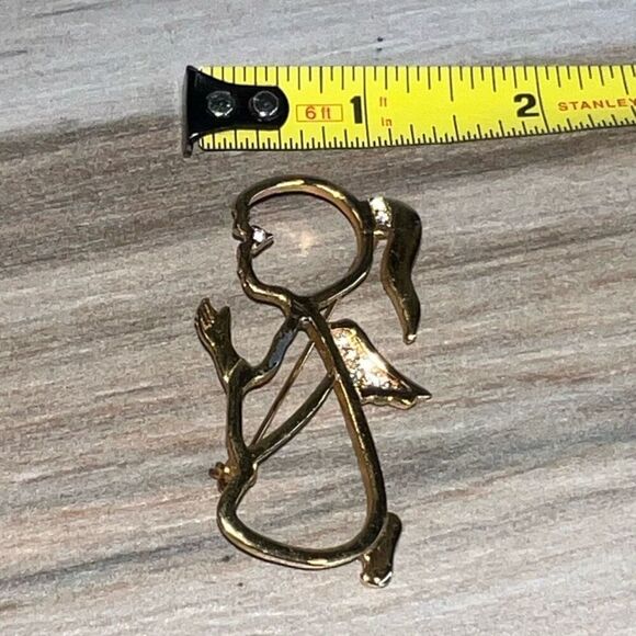 Vintage Signed CCi Gold-Tone Praying Little Girl Angel Rhinestone Brooch / Pin - Picture 5 of 7